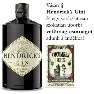 Hendrick's gin 0,7L (41,4%) ajándék uborka vetőmag csomaggal