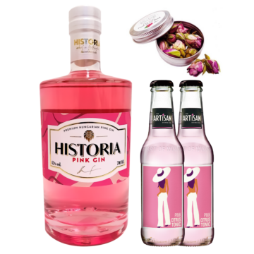 Historia Pink Gin csomag ajándék tonikokkal és fűszerrel