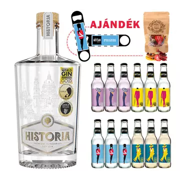 Historia Gin&amp;Tonic csomag ginfűszerrel és ajándék flair nyitóval