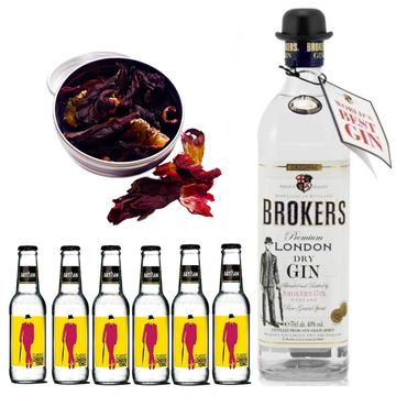Brokers Gin Tonik szett ajándék hibiszkusz virággal