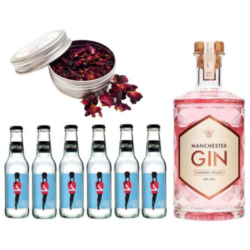 Manchester Raspberry Gin Tonik Home Kit ajándék rózsaszirommal