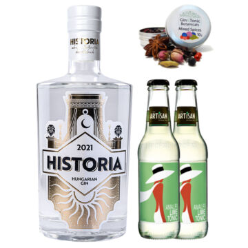 Historia Gin csomag 2 db Amalfy Tonikkal és ajándék ginfűszerrel