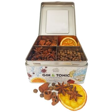 Gin Tonic Botanicals fém dobozban, osztott (fahéjgyűrű-ánizs-szegfűbors-narancs) - 235 gr