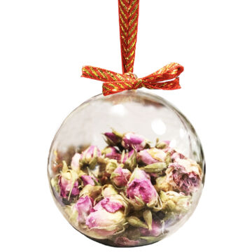 Pink Perzsa Rózsabimbó Gintonik fűszer karácsonyi gömb-ben.