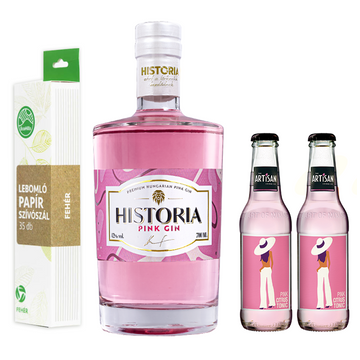 Historia Pink Gin csomag tonikokkal és ajándék szívószállal