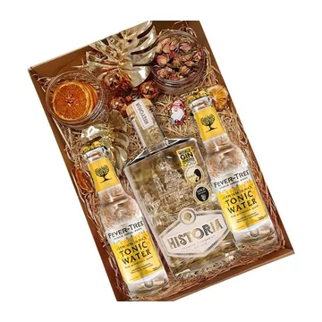Karácsonyi Historia gin ajándékcsomag feliratos díszdobozban