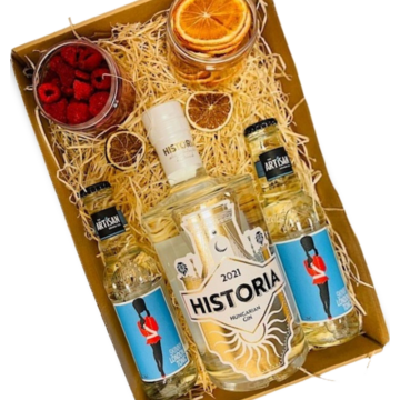 Historia skinny gin tonik csomag feliratos díszdobozban