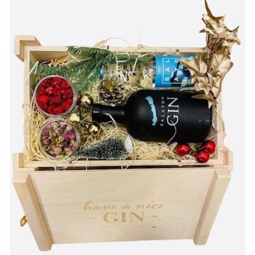 Karácsonyi Balaton gin ajándékcsomag fa díszdobozban