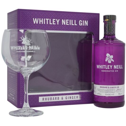 Whitley Neill Rhubarb Ginger (Rebarbara gyömbér) Gin 0,7L 43% pdd. + pohár