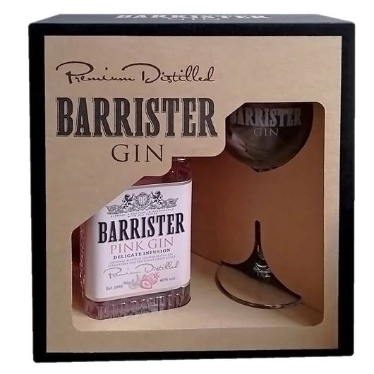 Barrister Pink Gin 0,7L 40% dd. + pohár