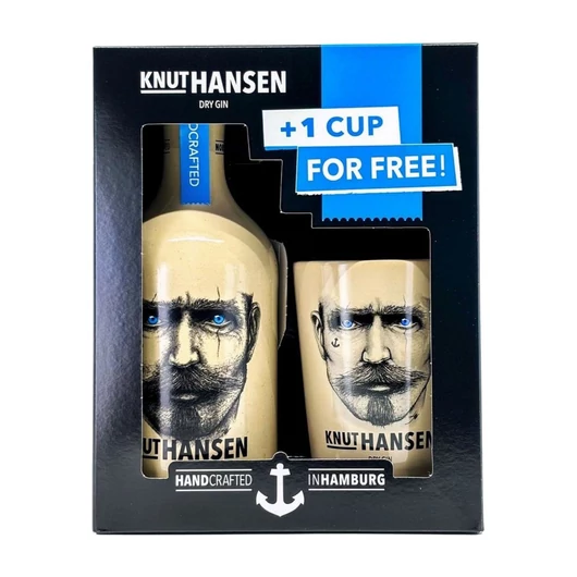 Knut Hansen Dry gin díszdobozban 1 pohárral 0,5L 42%