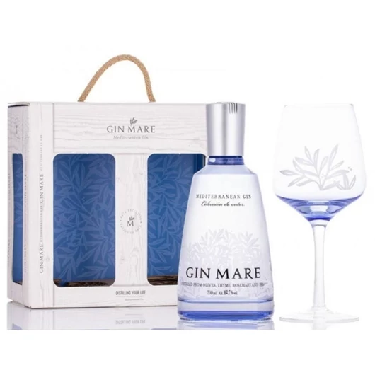 Gin Mare Mediterranean Gin 0,7L 42,7% ajándékcsomag G&amp;T pohárral