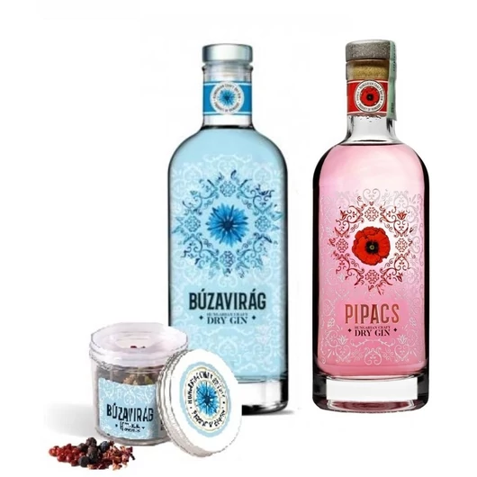 Búzavirág Gin 40% 1db és Pipacs Gin 40% 1db + 1 db ajándék fűszermix
