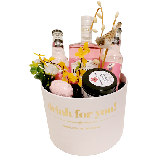 Húsvéti Historia Pink Gin Tonik szett kis kerek díszdobozban