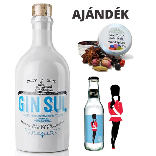 Gin Sul 43% 0,5L ajándék fűszerrel és tonikkal