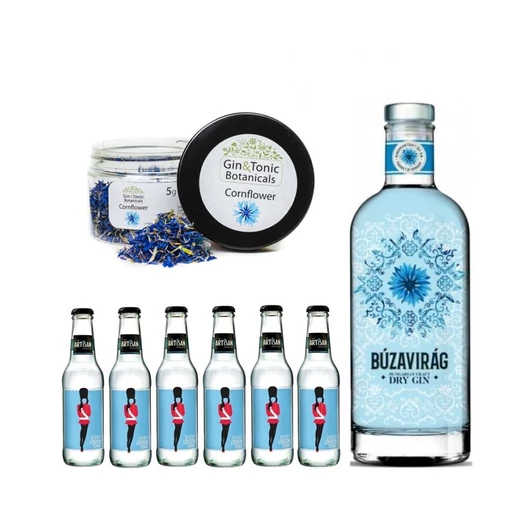 Búzavirág Gin Tonik szett ajándék ginfűszerrel