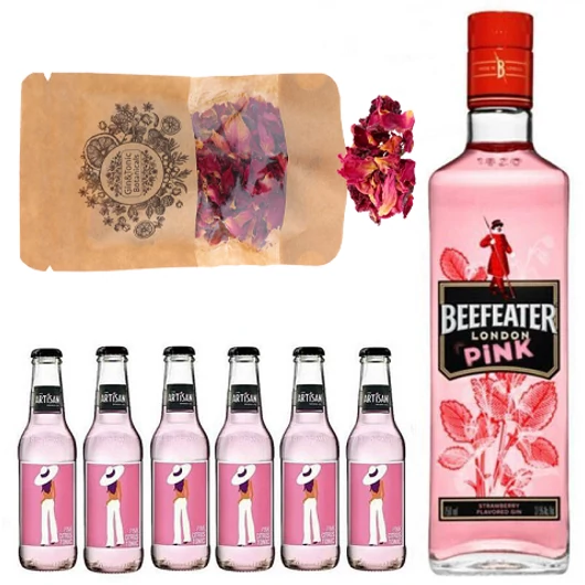 Beefeater Pink Gin Tonik szett ajándék rózsaszirommal