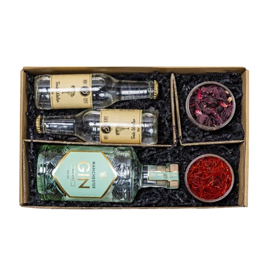 Manchester Gin Tonik szett Díszdobozban Ginfűszerrel