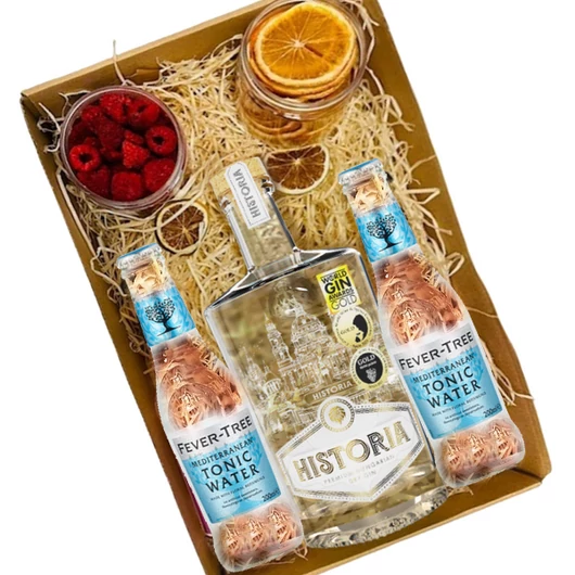 Historia gin tonik csomag feliratos díszdobozban