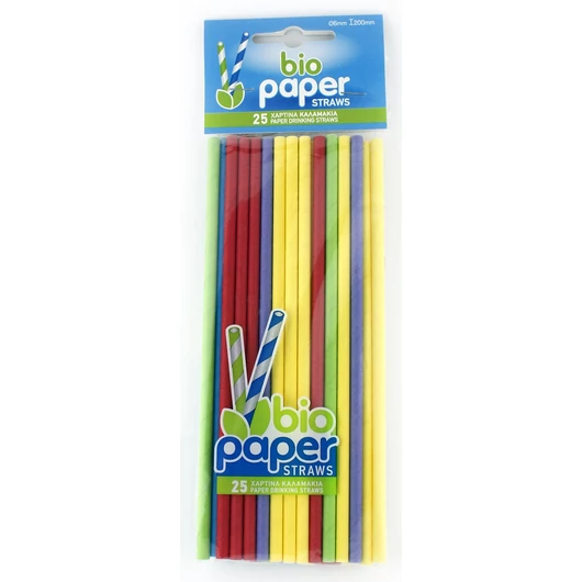 Papír szívószál vegyes színekben egyenes 25db/cs
